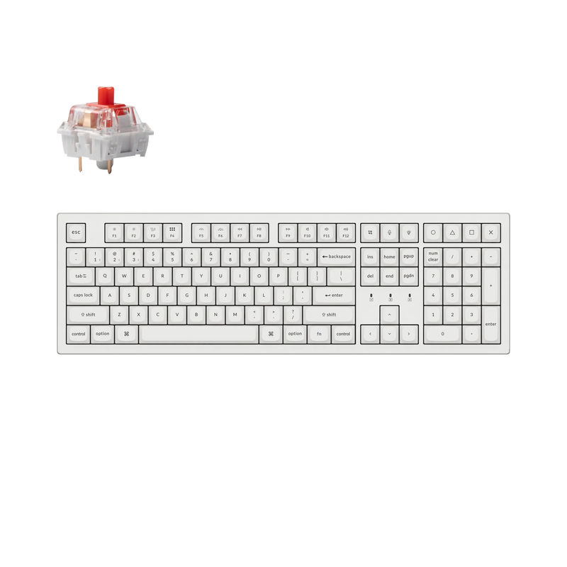Keychron K10 Pro QMK/VIA Wireless Mechanical Keyboard - Type And Color:White - Fully Assembled (Hot-Swappable) - Version:RGB Backlight - Switch Type:K Pro Red