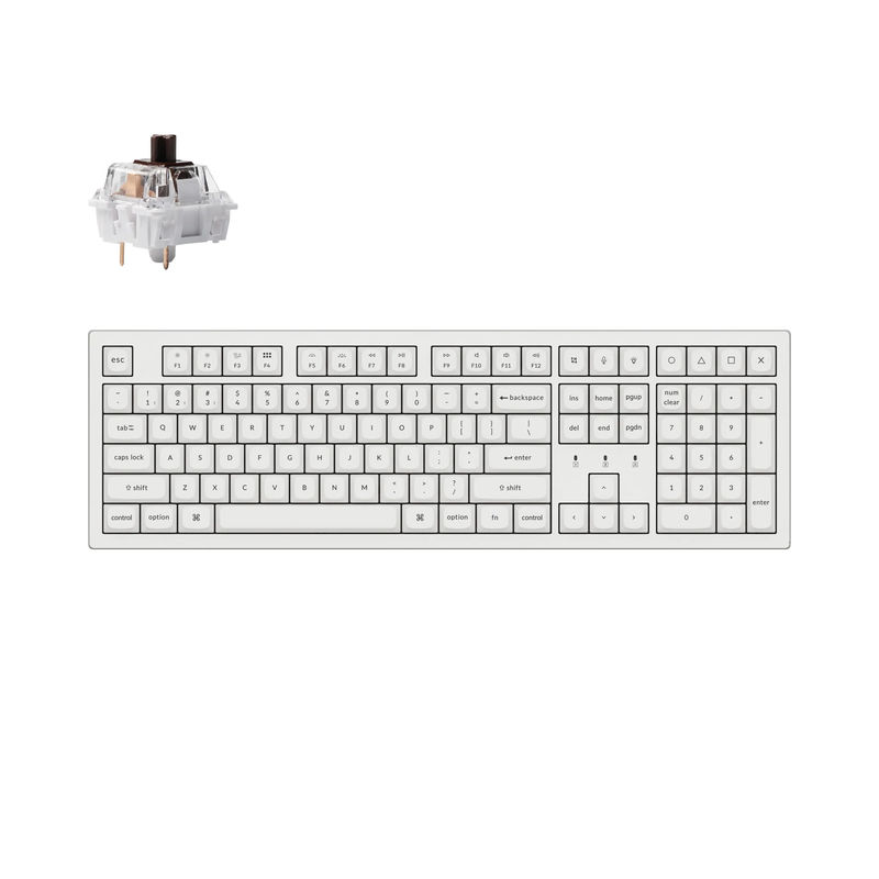 Keychron K10 Pro QMK/VIA Wireless Mechanical Keyboard - Type And Color:White - Fully Assembled (Hot-Swappable) - Version:RGB Backlight - Switch Type:K Pro Brown