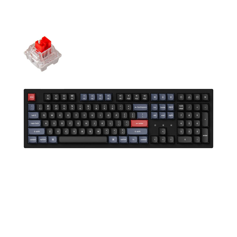 Keychron K10 Pro QMK/VIA Wireless Mechanical Keyboard - Type And Color:Black - Fully Assembled (Hot-Swappable) - Version:RGB Backlight - B - Switch Type:K Pro Red