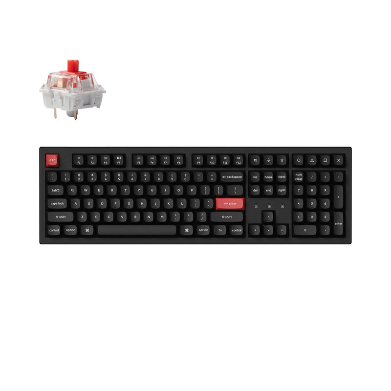 Keychron K10 Pro QMK/VIA Wireless Mechanical Keyboard - Type And Color:Black - Fully Assembled - Version:RGB Backlight - Switch Type:K Pro Red