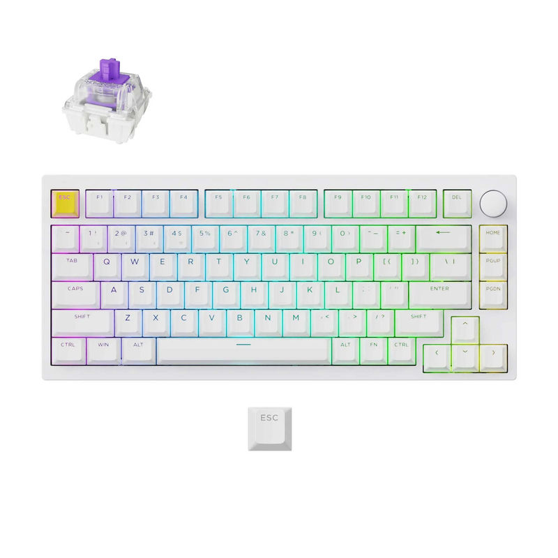 Lemokey P1 HE Wireless Magnetic Switch Custom Gaming Keyboard - Type:Fully Assembled Knob (Shine-Through) - Color:White - Switches:Gateron Double-Rail Magnetic Nebula Switch