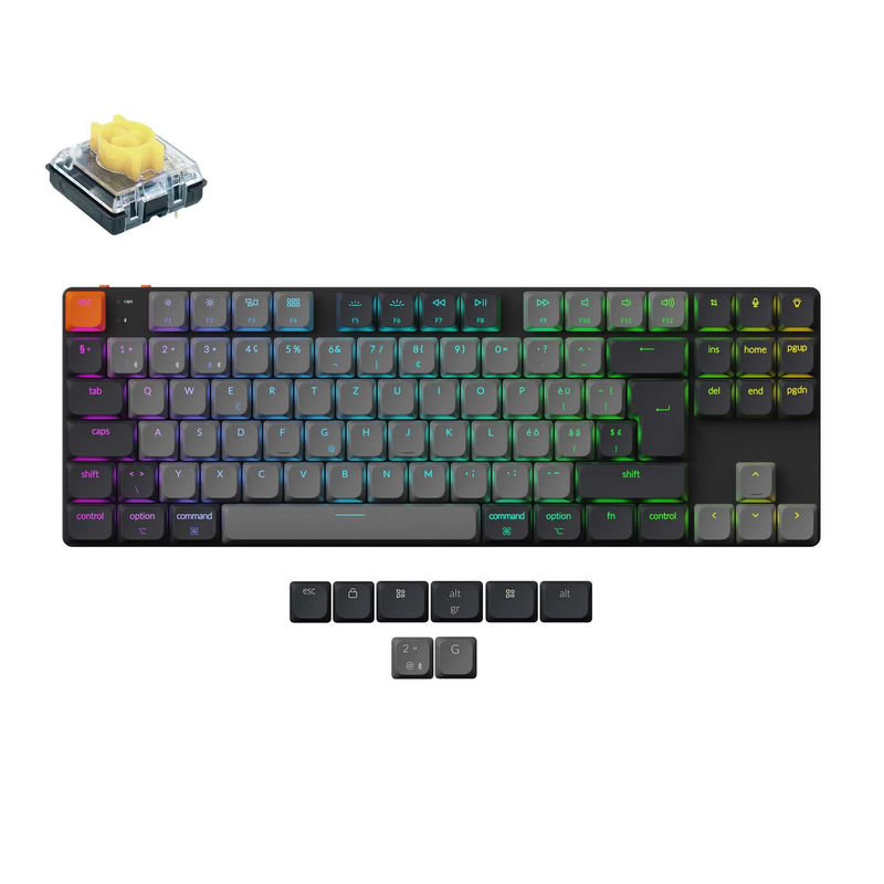 Keychron K1 QMK Wireless Mechanical Keyboard (ISO Layout) - Version 6 - Version:RGB Backlight (Hot-Swappable) - Layout Version:Swiss-ISO - Switch Option:Keychron Low Profile 2.0 Mechanical Banana