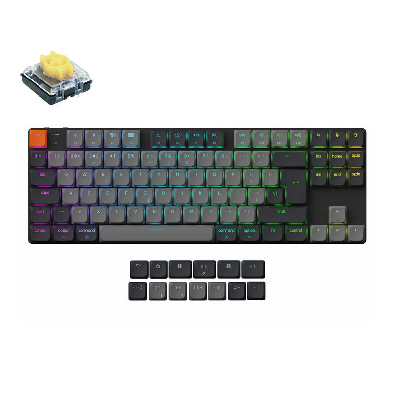 Keychron K1 QMK Wireless Mechanical Keyboard (ISO Layout) - Version 6 - Version:RGB Backlight (Hot-Swappable) - Layout Version:UK-ISO - Switch Option:Keychron Low Profile 2.0 Mechanical Banana