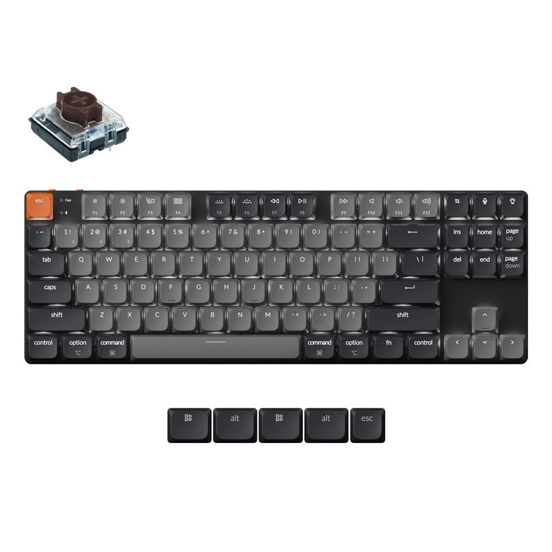 Keychron K1 QMK Wireless Mechanical Keyboard (Version 6) - Version:White Backlight - Switch Type:Keychron Low Profile 2.0 Mechanical - Switch Option:Brown