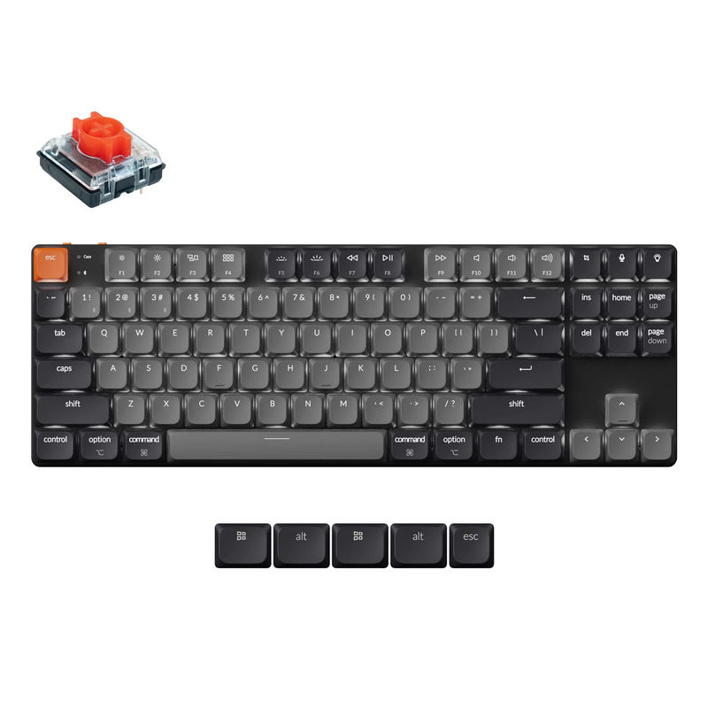 Keychron K1 QMK Wireless Mechanical Keyboard (Version 6) - Version:White Backlight - Switch Type:Keychron Low Profile 2.0 Mechanical - Switch Option:Red