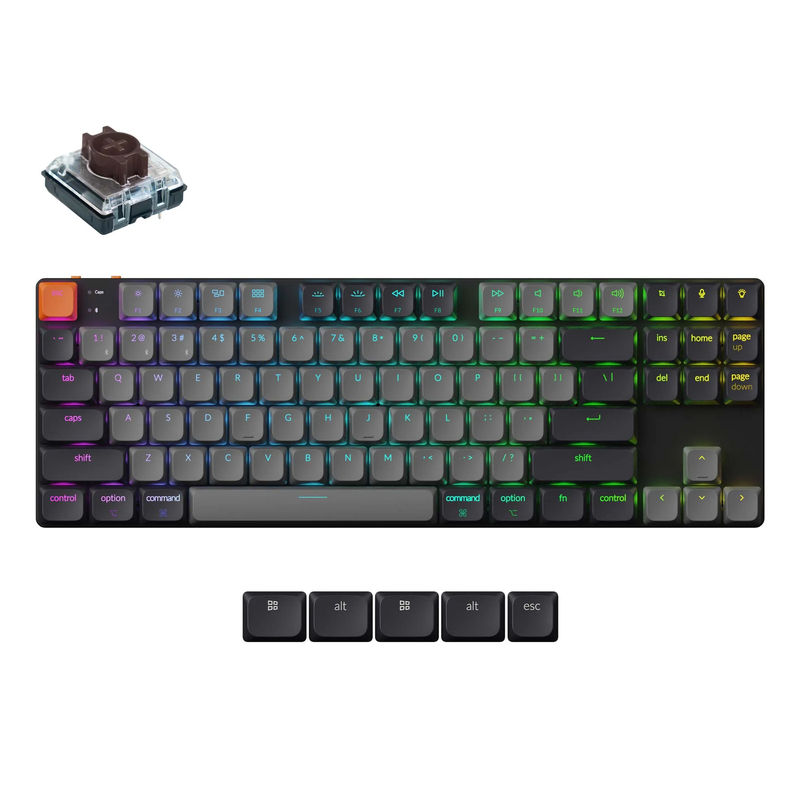 Keychron K1 QMK Wireless Mechanical Keyboard (Version 6) - Version:RGB Backlight - Switch Type:Keychron Low Profile 2.0 Mechanical - Switch Option:Brown