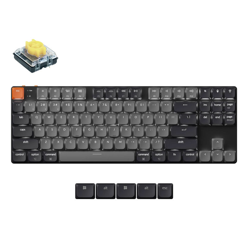 Keychron K1 QMK Wireless Mechanical Keyboard (Version 6) - Version:White Backlight - Switch Type:Keychron Low Profile 2.0 Mechanical - Switch Option:Banana