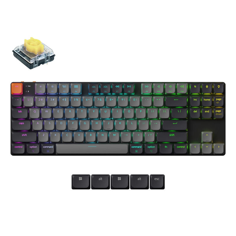 Keychron K1 QMK Wireless Mechanical Keyboard (Version 6) - Version:RGB Backlight - Switch Type:Keychron Low Profile 2.0 Mechanical - Switch Option:Banana