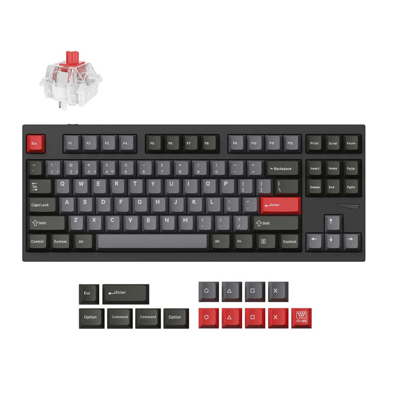 Lemokey L4 QMK Wireless Custom Gaming Keyboard - Type:Fully Assembled - Color:Carbon Black - Switches:Keychron Super Red