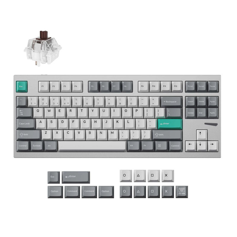 Lemokey L4 QMK Wireless Custom Gaming Keyboard - Type:Fully Assembled - Color:Space Silver - Switches:Keychron Super Brown