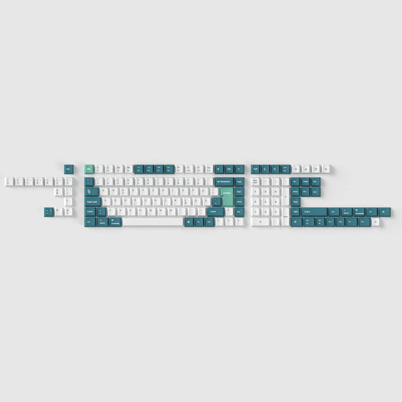 ISO Cherry Profile Dye-Sub PBT Full Set Keycap Set - White Mint - Version:White Mint Full Set - Layout:DE-ISO