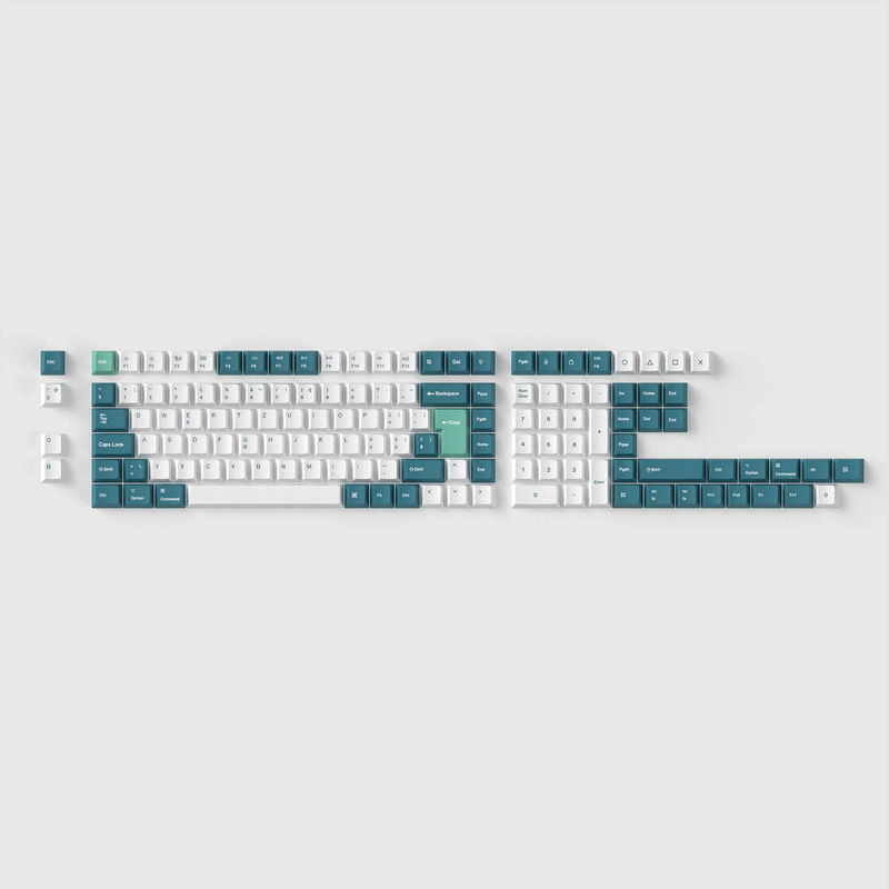 ISO Cherry Profile Dye-Sub PBT Full Set Keycap Set - White Mint - Version:White Mint Full Set - Layout:Swiss-ISO