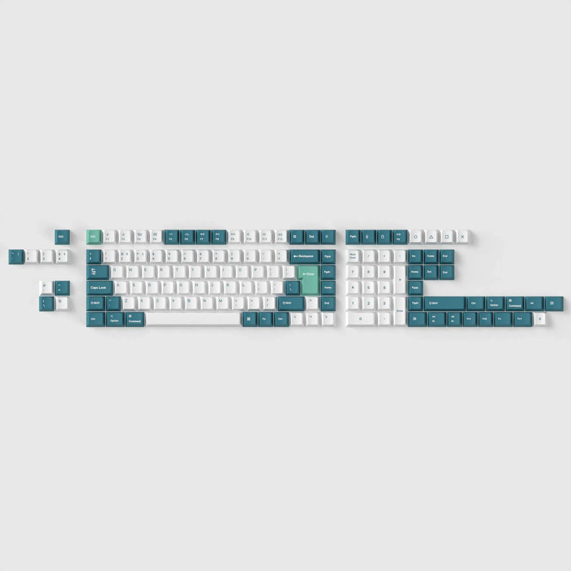 ISO Cherry Profile Dye-Sub PBT Full Set Keycap Set - White Mint - Version:White Mint Full Set - Layout:UK-ISO
