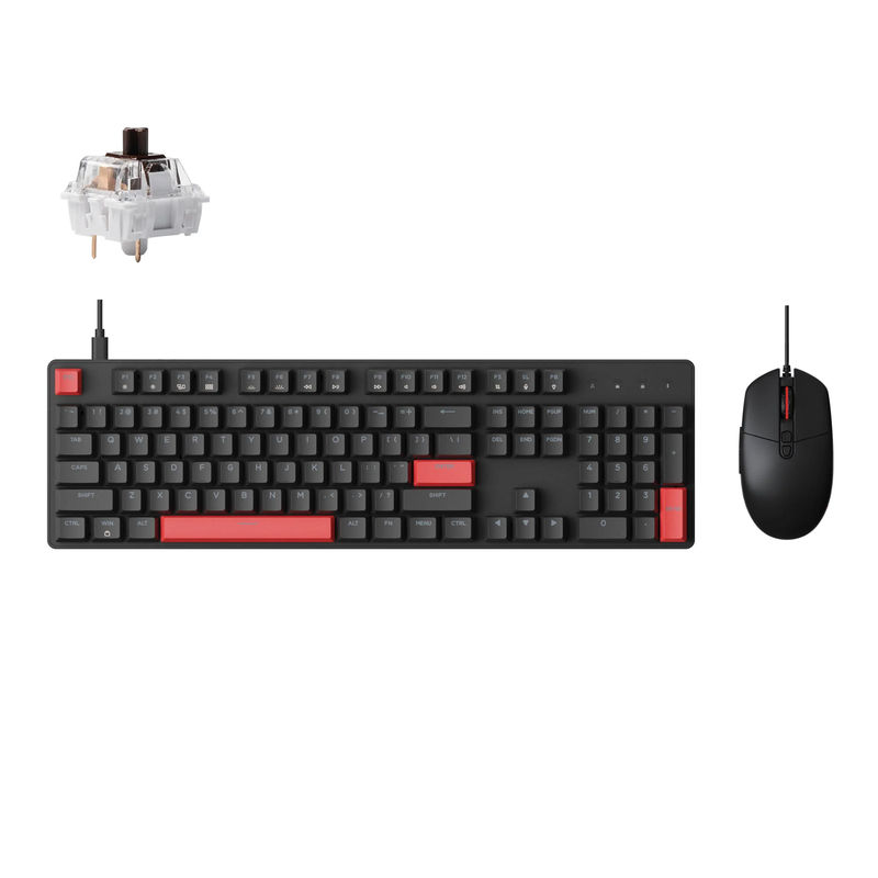 Lemokey X2 QMK Wired Mechanical Keyboard - Version:Red Backlight(With M55 Mouse Combo) - Switch Option:Keychron Mechanical Brown Switch