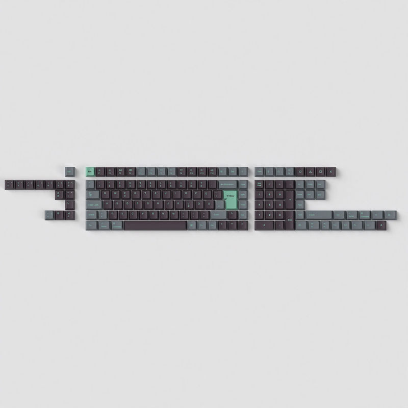 ISO Cherry Profile Dye-Sub PBT Full Set Keycap Set - Hacker Mint - Version:Hacker Mint Full Set - layout:DE-ISO