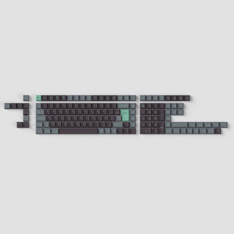 ISO Cherry Profile Dye-Sub PBT Full Set Keycap Set - Hacker Mint - Version:Hacker Mint Full Set - layout:FR-ISO