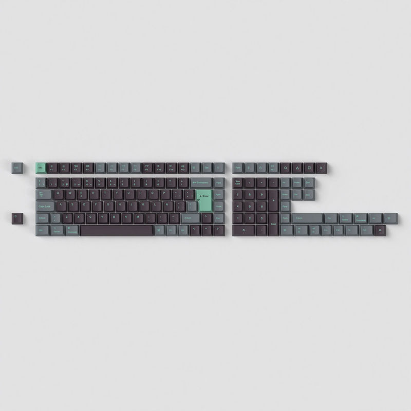 ISO Cherry Profile Dye-Sub PBT Full Set Keycap Set - Hacker Mint - Version:Hacker Mint Full Set - layout:ES-ISO