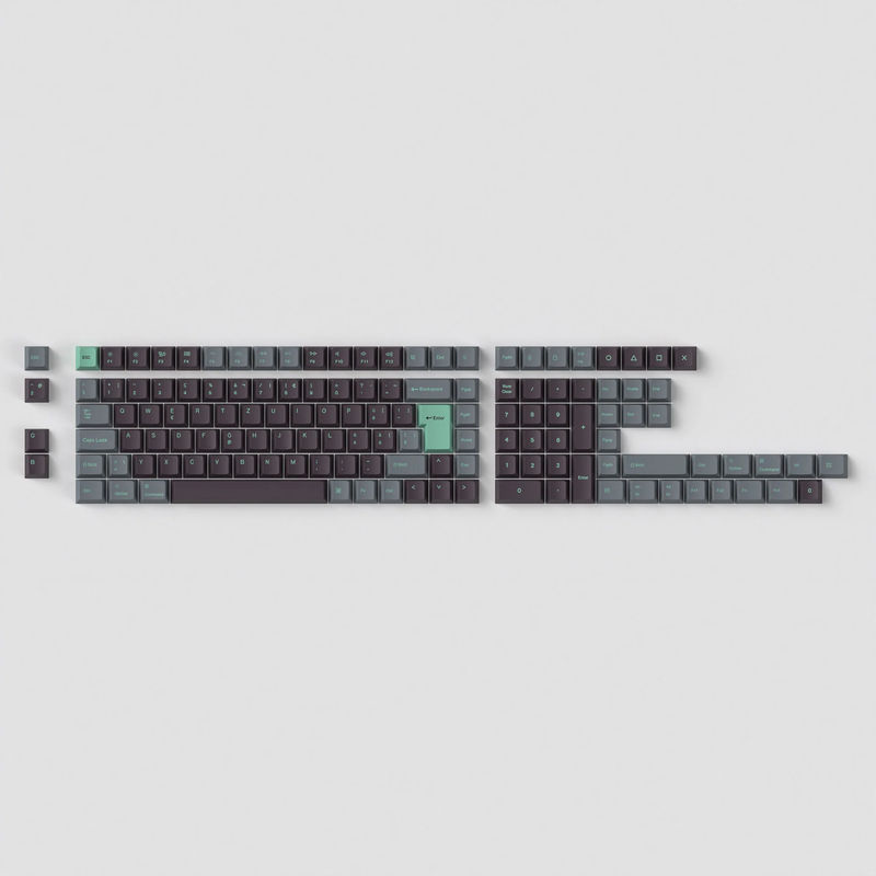 ISO Cherry Profile Dye-Sub PBT Full Set Keycap Set - Hacker Mint - Version:Hacker Mint Full Set - layout:Swiss-ISO
