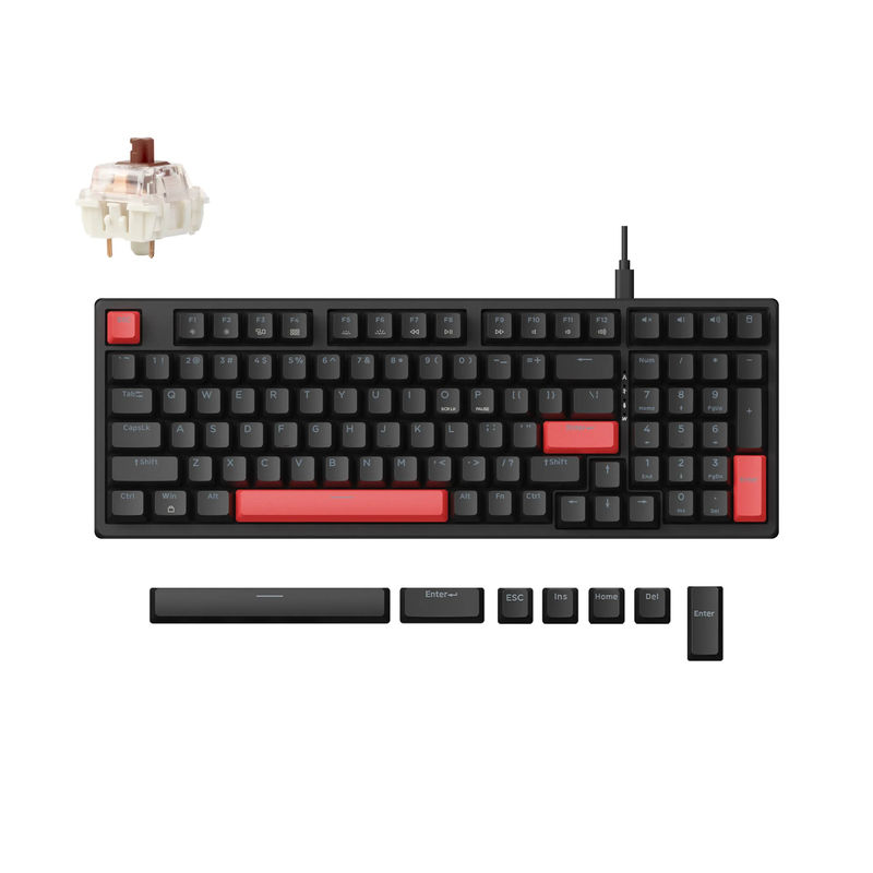 Lemokey X5 QMK Wired Mechanical Keyboard - Version:Red Backlight - Switch Option:Keychron Mechanical Brown Switch