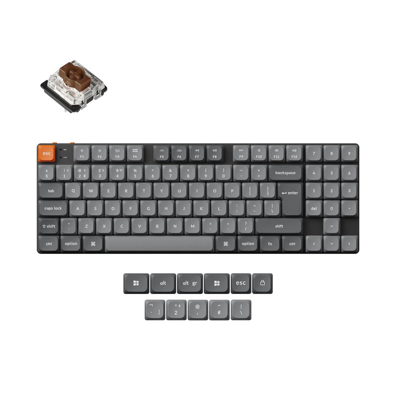 Keychron K13 Max QMK Wireless Custom Mechanical Keyboard ISO Layout Collection - Version:RGB Backlight (Hot-Swappable) - Layout Version:UK-ISO - Switch Option:Low Profile Gateron Mechanical Brown