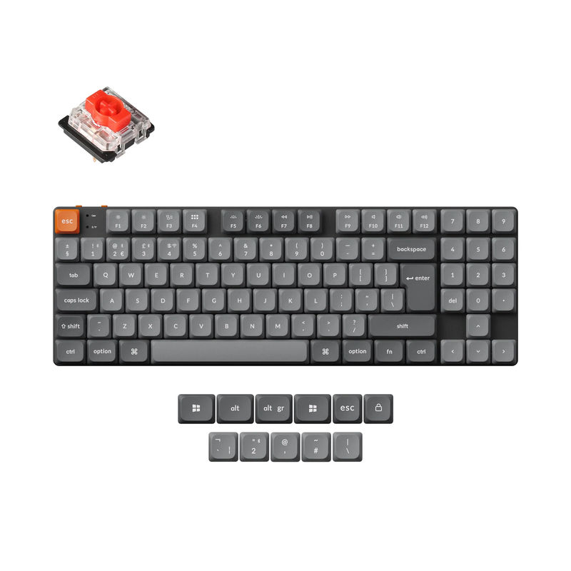 Keychron K13 Max QMK Wireless Custom Mechanical Keyboard ISO Layout Collection - Version:RGB Backlight (Hot-Swappable) - Layout Version:UK-ISO - Switch Option:Low Profile Gateron Mechanical Red