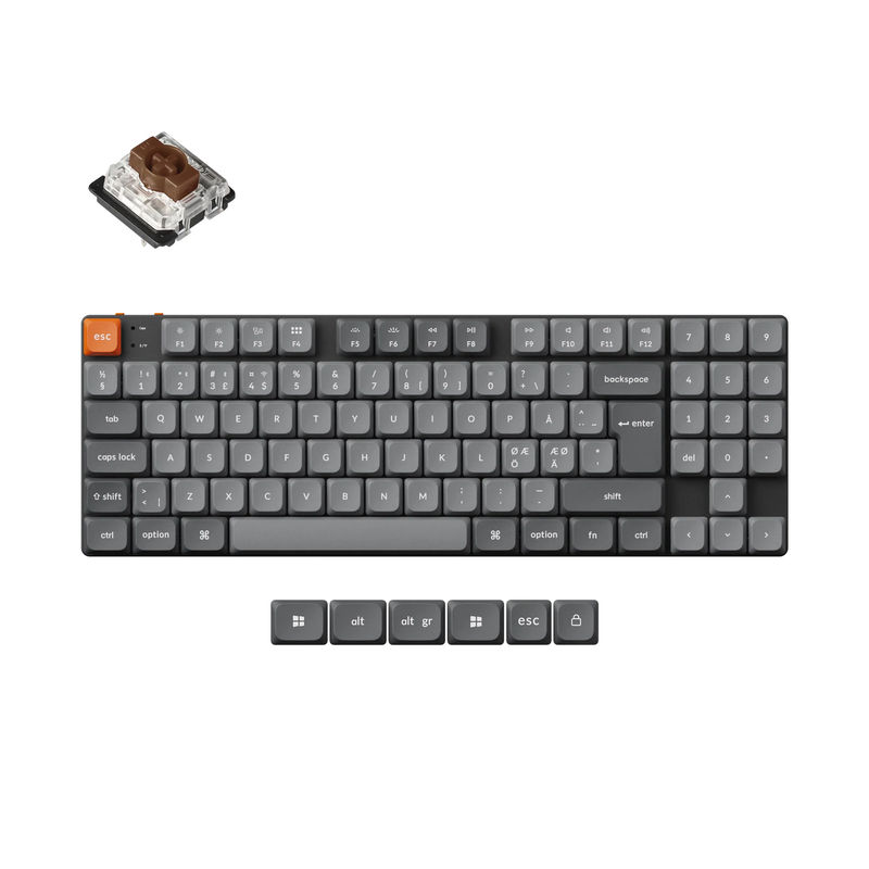 Keychron K13 Max QMK Wireless Custom Mechanical Keyboard ISO Layout Collection - Version:RGB Backlight (Hot-Swappable) - Layout Version:Nordic-ISO - Switch Option:Low Profile Gateron Mechanical Brown