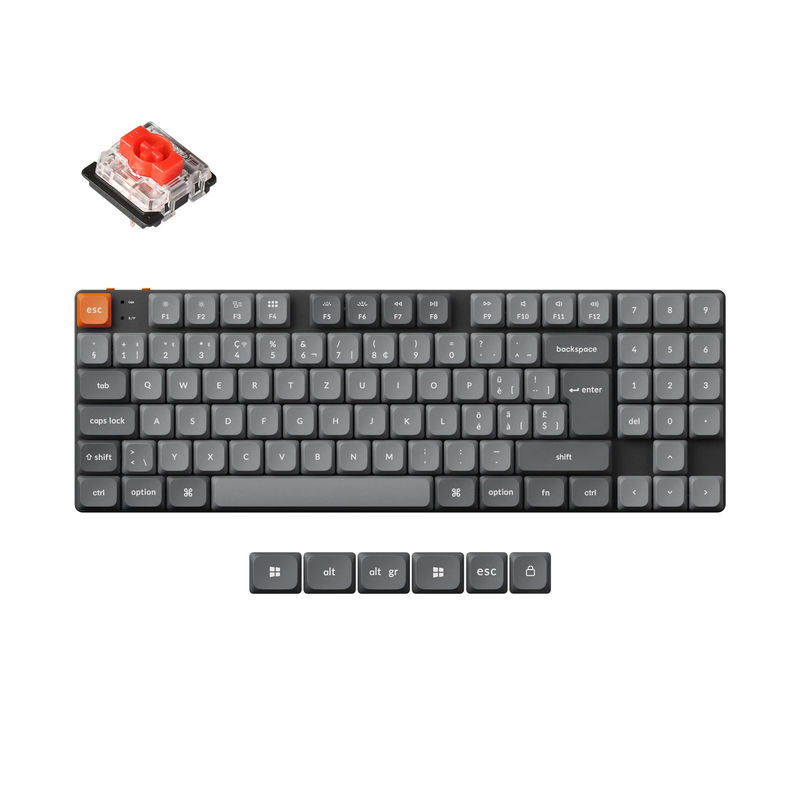Keychron K13 Max QMK Wireless Custom Mechanical Keyboard ISO Layout Collection - Version:RGB Backlight (Hot-Swappable) - Layout Version:Swiss-ISO - Switch Option:Low Profile Gateron Mechanical Red