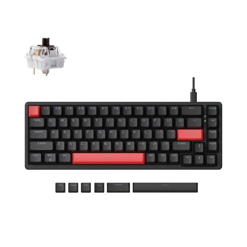 Lemokey X6 QMK Wired Mechanical Keyboard - Version:Red Backlight - Switch Option:Keychron Mechanical Brown Switch