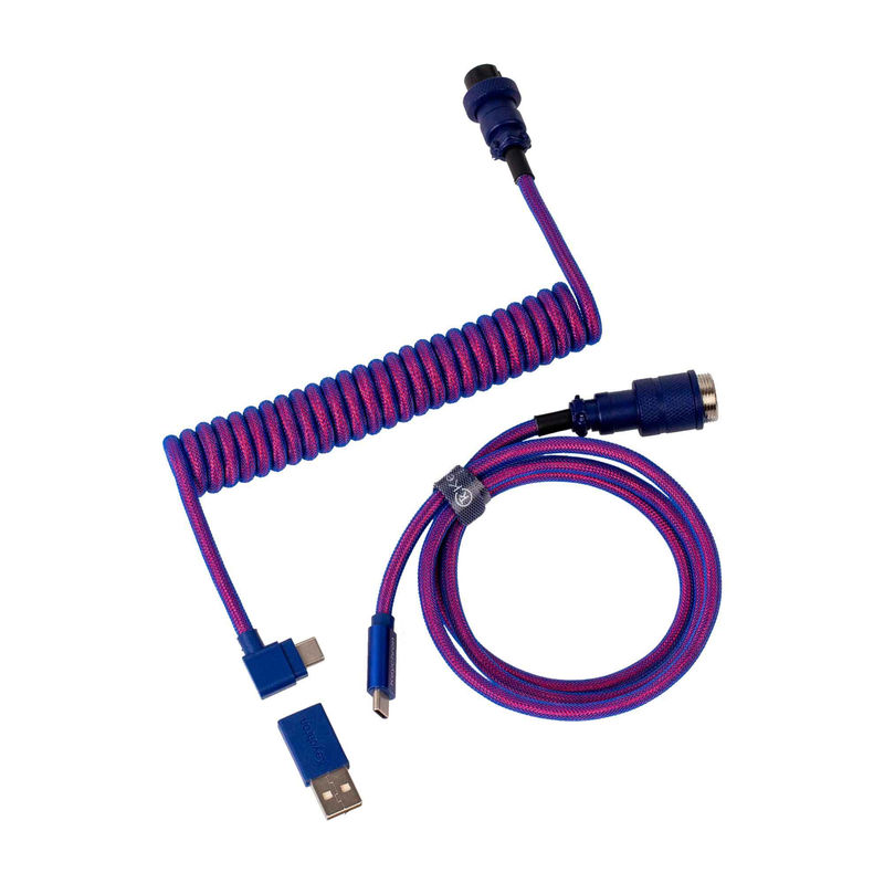 Keychron Premium Coiled Aviator Cable - Color:Purple - Connector:Angled