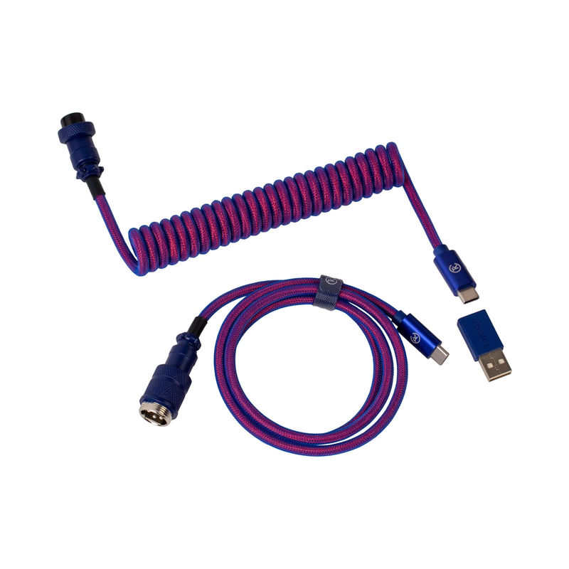 Keychron Premium Coiled Aviator Cable - Color:Purple - Connector:Straight