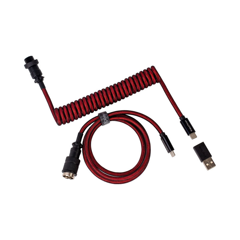 Keychron Premium Coiled Aviator Cable - Color:Red - Connector:Straight