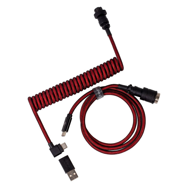 Keychron Premium Coiled Aviator Cable - Color:Red - Connector:Angled