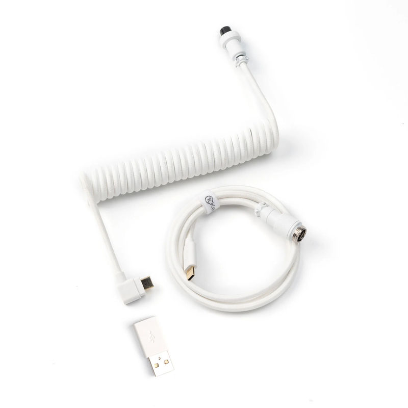 Keychron Coiled Aviator Cable - Color:White - Connector:Angled