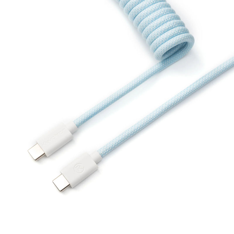 Keychron Coiled Aviator Cable - Color:Light Blue - Connector:Straight