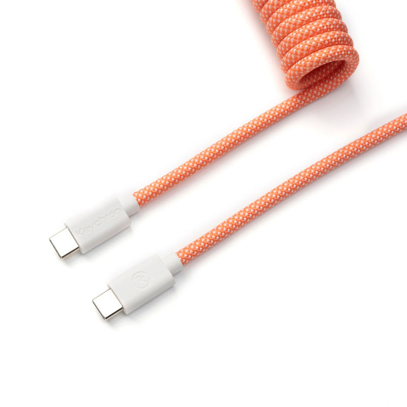 Keychron Coiled Aviator Cable - Color:Pink Orange - Connector:Straight