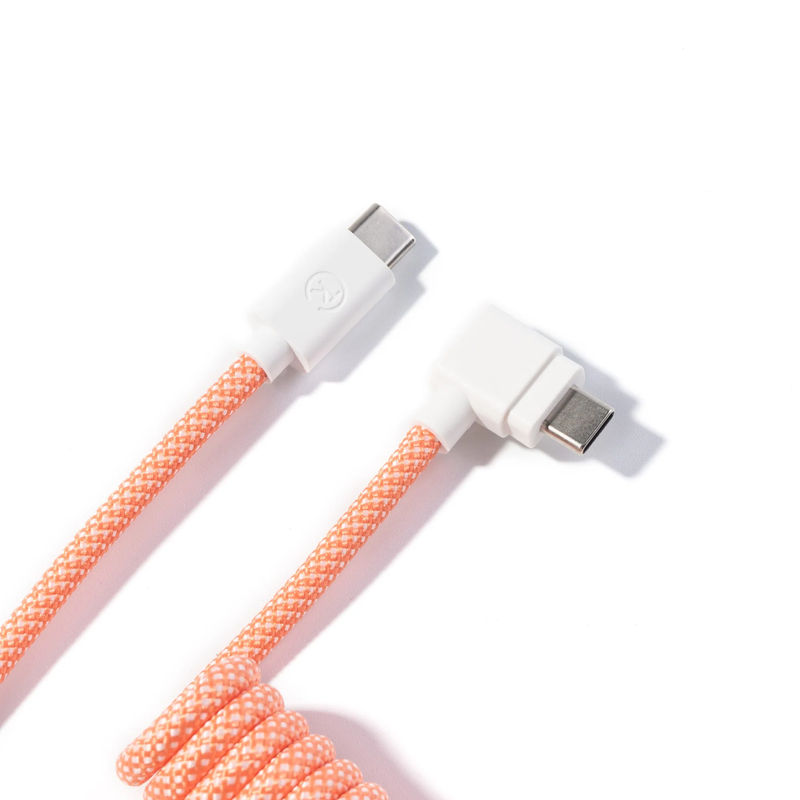 Keychron Coiled Aviator Cable - Color:Pink Orange - Connector:Angled