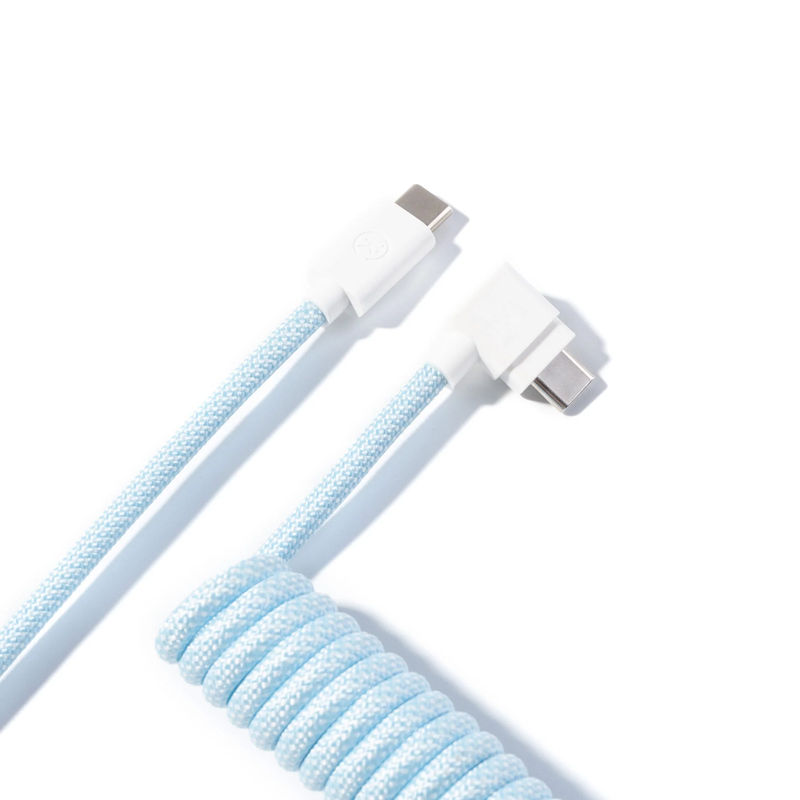 Keychron Coiled Aviator Cable - Color:Light Blue - Connector:Angled