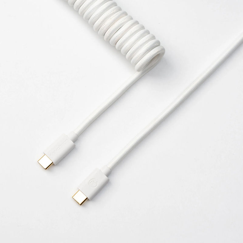 Keychron Coiled Aviator Cable - Color:White - Connector:Straight