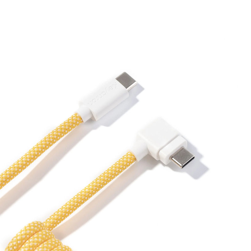 Keychron Coiled Aviator Cable - Color:Yellow - Connector:Angled