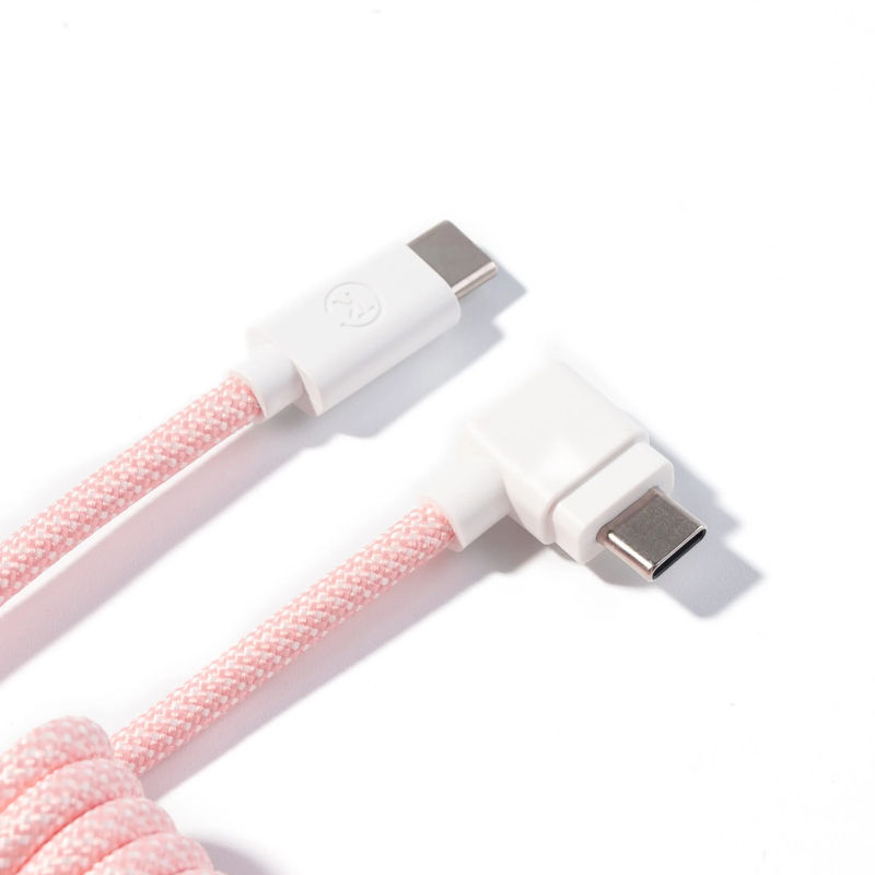 Keychron Coiled Aviator Cable - Color:Light Pink - Connector:Angled