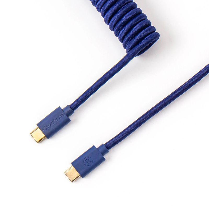 Keychron Coiled Aviator Cable - Color:Blue - Connector:Straight