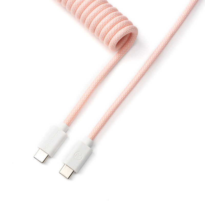 Keychron Coiled Aviator Cable - Color:Light Pink - Connector:Straight
