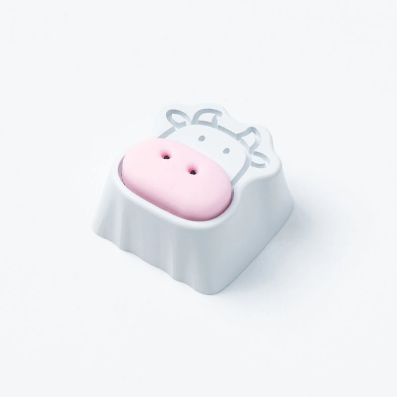 Cute Cows Aluminum Alloy Artisan Keycap - Size:1u - Colorways:White