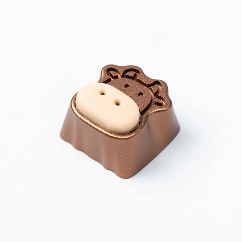 Cute Cows Aluminum Alloy Artisan Keycap - Size:1u - Colorways:Brown