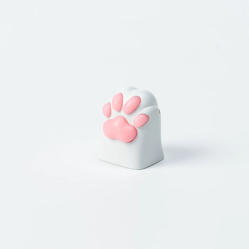 Silicone Kitty Paw Aluminum Alloy Artisan Keycap - Size:1u - Colorways:White