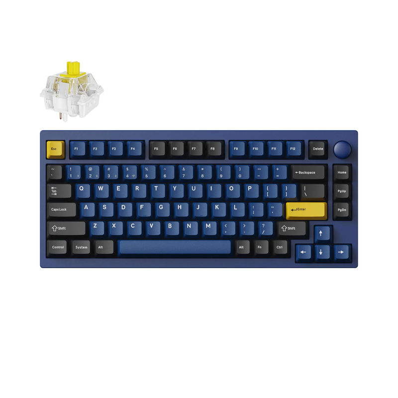 Lemokey P1 QMK/VIA Custom Gaming Keyboard - Type:Fully Assembled Knob (Pro Version) - Color:Navy Blue - Switches:Keychron Super Banana