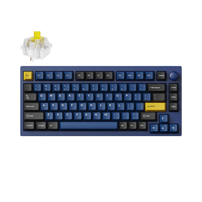 Lemokey P1 QMK/VIA Custom Gaming Keyboard - Type:Fully Assembled Knob - Color:Navy Blue - Switches:Keychron Super Banana