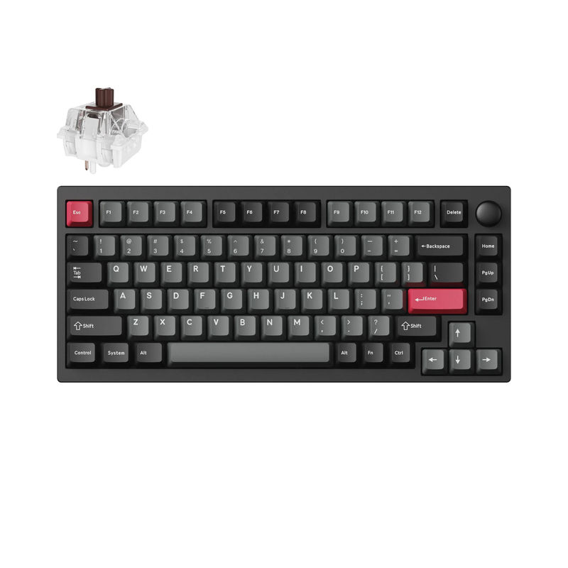 Lemokey P1 QMK/VIA Custom Gaming Keyboard - Type:Fully Assembled Knob - Color:Carbon Black - Switches:Keychron Super Brown