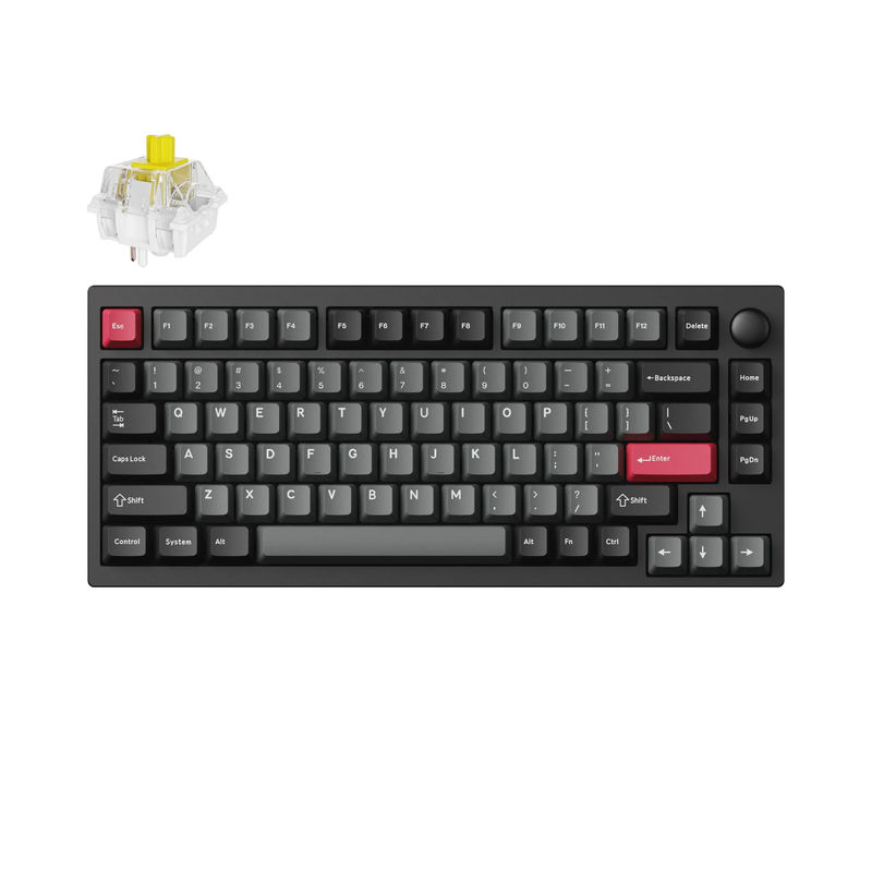 Lemokey P1 QMK/VIA Custom Gaming Keyboard - Type:Fully Assembled Knob - Color:Carbon Black - Switches:Keychron Super Banana