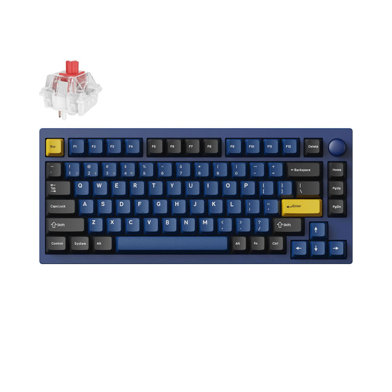 Lemokey P1 QMK/VIA Custom Gaming Keyboard - Type:Fully Assembled Knob (Pro Version) - Color:Navy Blue - Switches:Keychron Super Red